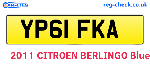 YP61FKA are the vehicle registration plates.