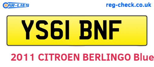 YS61BNF are the vehicle registration plates.