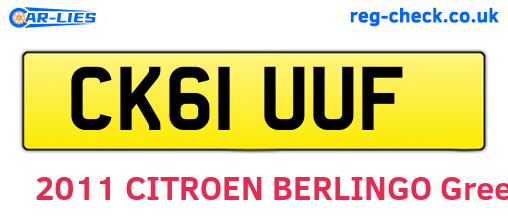 CK61UUF are the vehicle registration plates.