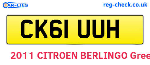 CK61UUH are the vehicle registration plates.