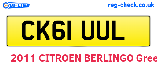 CK61UUL are the vehicle registration plates.