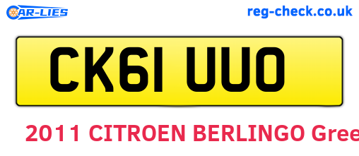 CK61UUO are the vehicle registration plates.