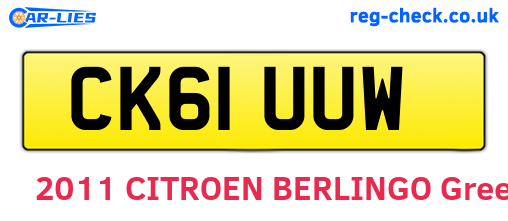 CK61UUW are the vehicle registration plates.