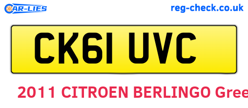 CK61UVC are the vehicle registration plates.