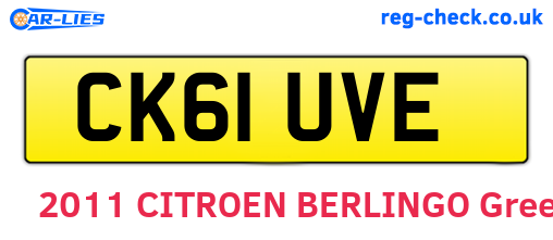 CK61UVE are the vehicle registration plates.