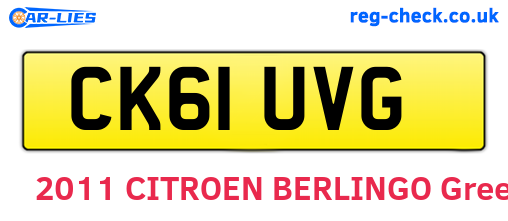 CK61UVG are the vehicle registration plates.