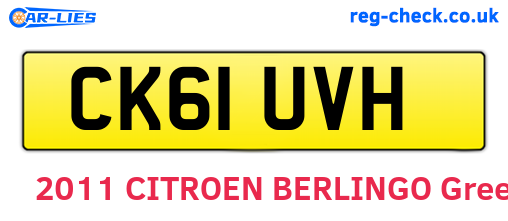 CK61UVH are the vehicle registration plates.