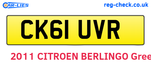 CK61UVR are the vehicle registration plates.