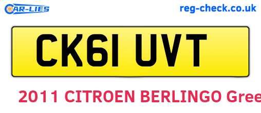 CK61UVT are the vehicle registration plates.