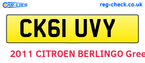 CK61UVY are the vehicle registration plates.