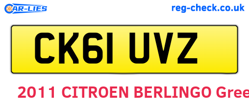 CK61UVZ are the vehicle registration plates.