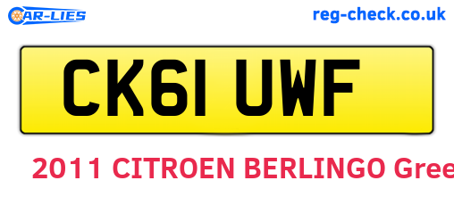 CK61UWF are the vehicle registration plates.
