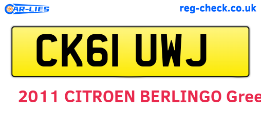CK61UWJ are the vehicle registration plates.