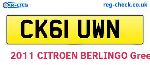 CK61UWN are the vehicle registration plates.