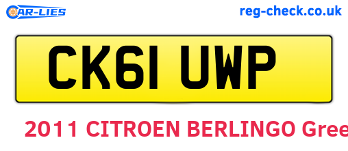 CK61UWP are the vehicle registration plates.