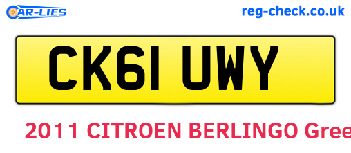 CK61UWY are the vehicle registration plates.