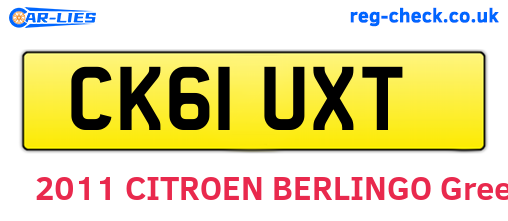CK61UXT are the vehicle registration plates.