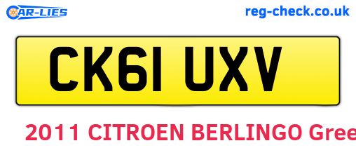 CK61UXV are the vehicle registration plates.