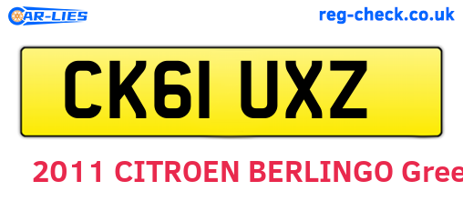 CK61UXZ are the vehicle registration plates.