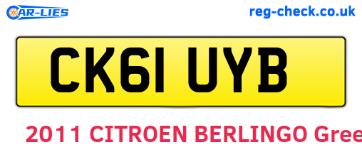 CK61UYB are the vehicle registration plates.