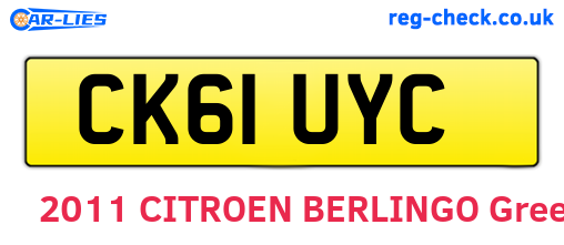 CK61UYC are the vehicle registration plates.