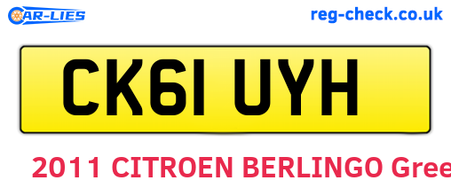 CK61UYH are the vehicle registration plates.