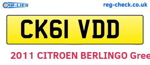 CK61VDD are the vehicle registration plates.