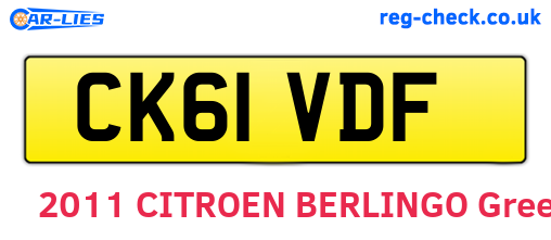 CK61VDF are the vehicle registration plates.