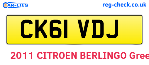 CK61VDJ are the vehicle registration plates.