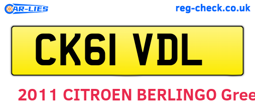 CK61VDL are the vehicle registration plates.