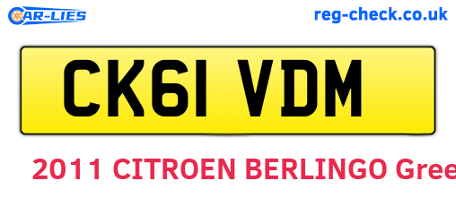 CK61VDM are the vehicle registration plates.