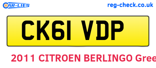 CK61VDP are the vehicle registration plates.