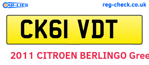 CK61VDT are the vehicle registration plates.