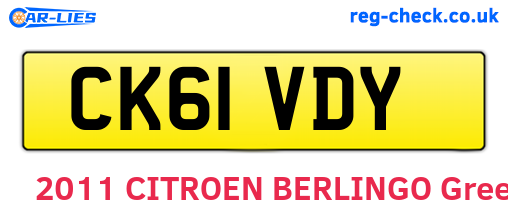 CK61VDY are the vehicle registration plates.