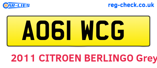 AO61WCG are the vehicle registration plates.