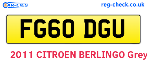 FG60DGU are the vehicle registration plates.