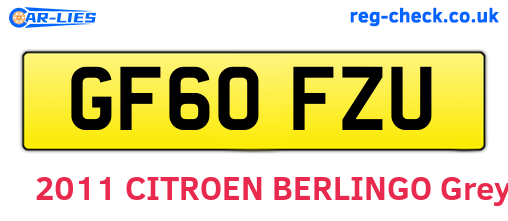 GF60FZU are the vehicle registration plates.
