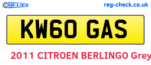 KW60GAS are the vehicle registration plates.