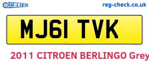MJ61TVK are the vehicle registration plates.