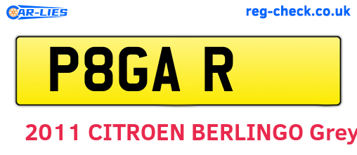 P8GAR are the vehicle registration plates.