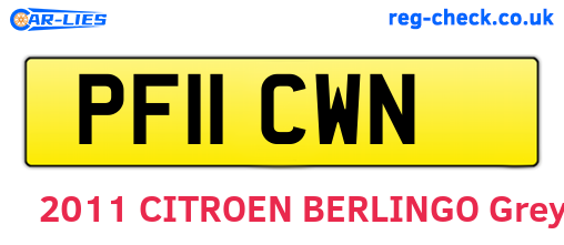 PF11CWN are the vehicle registration plates.