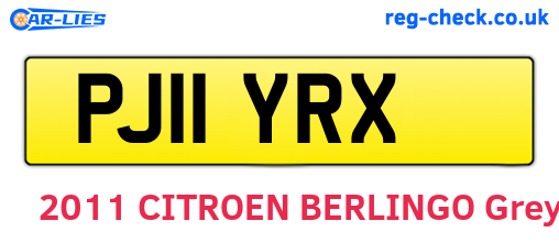 PJ11YRX are the vehicle registration plates.