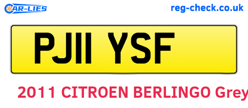 PJ11YSF are the vehicle registration plates.