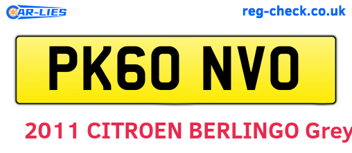 PK60NVO are the vehicle registration plates.