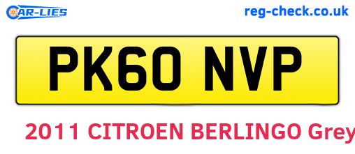 PK60NVP are the vehicle registration plates.