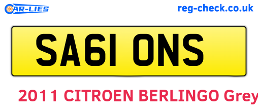 SA61ONS are the vehicle registration plates.