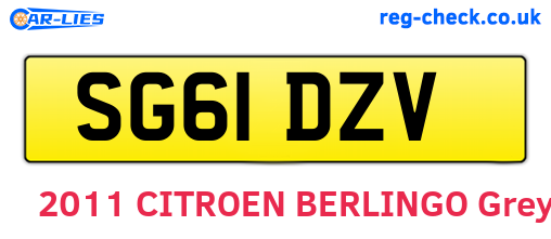SG61DZV are the vehicle registration plates.