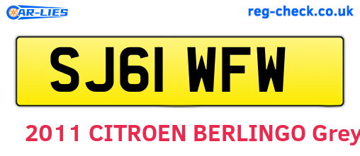 SJ61WFW are the vehicle registration plates.