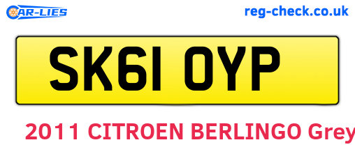 SK61OYP are the vehicle registration plates.