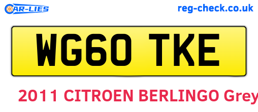 WG60TKE are the vehicle registration plates.